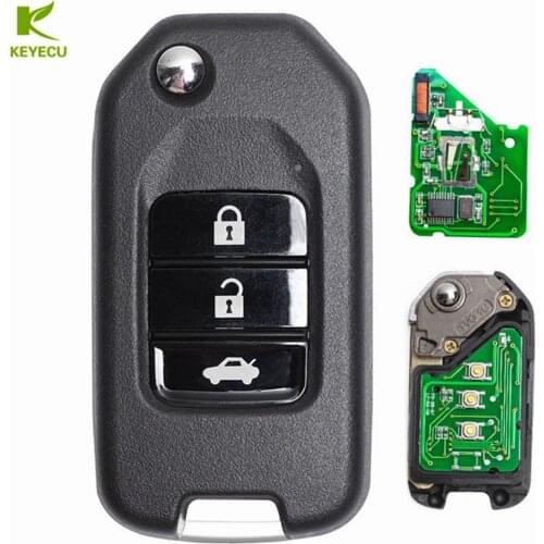 KEYECU Replacement 3 Button Folding Remote Key Fob 433Mhz A-47 for Honda Accord 9th,Crider 2015