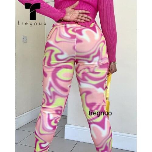 2021 Women Pants Multicolor Printing Trousers 7 Colors Elastic Waist Camouflage Pants Woman Clothes