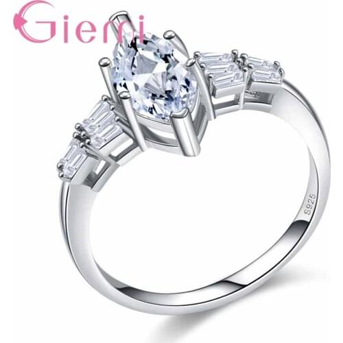 Best Gift for Women Shiny Cubic Zirconia Fashion Finger Ring Hot Wedding Anniversary Party 925 Sterling Silver Jewelry