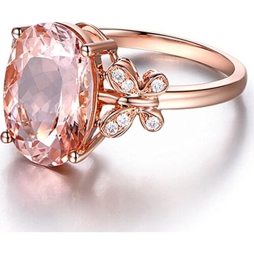 14k rose gold color butterfly 3 carats champagne crystal zircon diamonds rings for women jewelry bijoux fashion accessory gifts