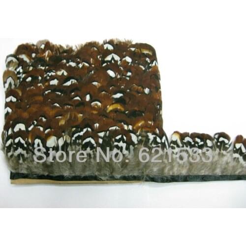 10Yards/Lot!Height approx 6cm Nature White&Brown Reeves Pheasant Plumage Feather Fringe,Pheasant Feather Trimming