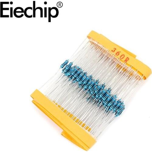 100pcs/lot 1/4W 1% Metal film resistor 360R 0.25W resistance 360 ohm Throught Hole