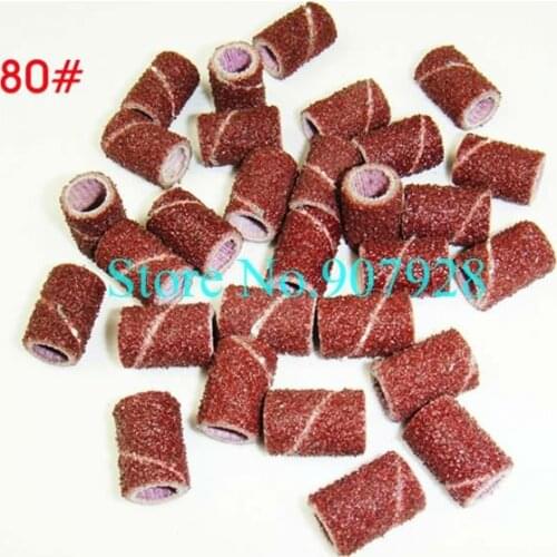 200pcs x 80# Nail Art Sanding Bands Nail Drill Bits Sanding Drum Sleeves Dremel Rotary Polishing Wheel-Free Shipping Wholesale
