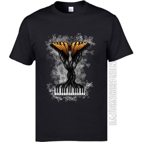 2019 Newest Fitness Men Top T-shirts Casual Sweatshirt Butterfly Piano Symphony Music Note Tshirts For Men Art Free Shipping