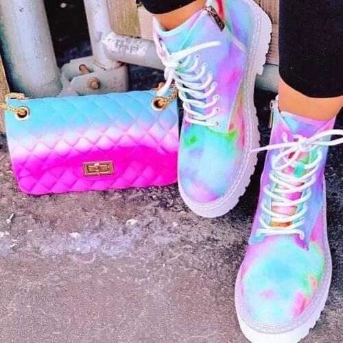 2020 Women Shoes Fashion Women Boots Autumn Short Boots Outdoor Round Head Dyeing Plus Size 43