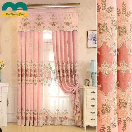 2021 Curtain Fabric Factory Direct Chenille Embroidered Curtain Window Drapes Living Room Bedroom Curtain Finished Product