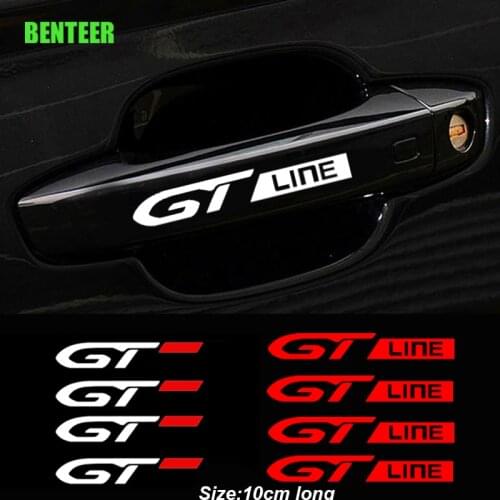 4pcs GT GTLINE Car Door Handle Sticker For Peugeot 206 208 307 308 2008 3008 106 108 306 206 208