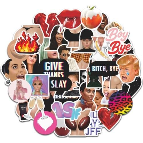 TD ZW 44Pcs American Sexy Kardashian Stickers For Suitcase Skateboard Laptop Luggage Fridge Phone Car Styling DIY Decal Sticker