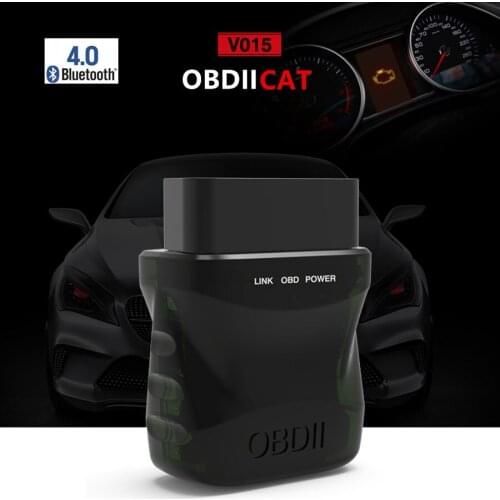 50pcs OBDIICAT-V15 ELM327 v1.5 Supports Bluetooth 4.0 OBD2 OBDII Protocols for IOS&Android ELM 327 Diagnostic Tool Code Scanner