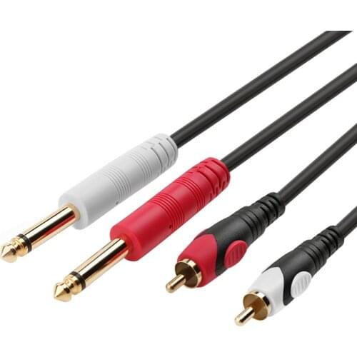 2RCA to two 6.35MM Jack Audio Cable Gold-Plated Aux Cable for Guitar Mixer Amplifier Aux line Mixer audio cable 2M 3M 5M 8M