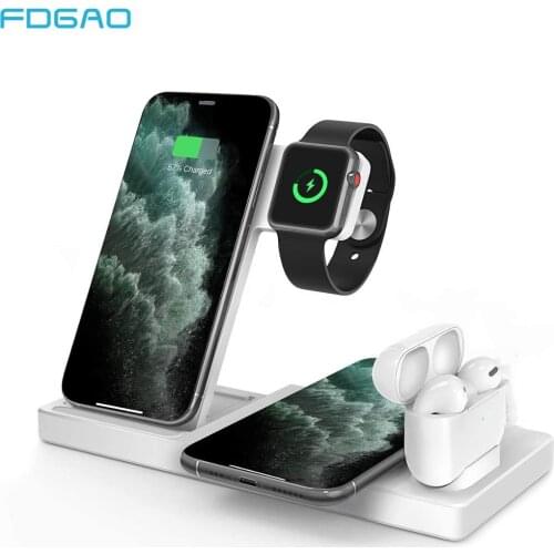 FDGAO 15W Fast 4 in 1 QI Wireless Charger Stand For iPhone 11 XS XR X 8 Airpods Pro Charging Dock Station for Apple Watch 5 4 3