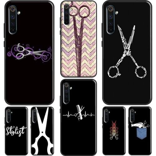 Hair Stylist Scissors Case For Realme 6 7 8 Pro Q3 GT Neo C21 C15 C3 Funda For OnePlus 8 Pro 9 Pro Nord 7T 8T 9R