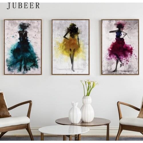 Elegant Poetry Dancing Skirt Girl Watercolor Abstract Canvas Painting Art Print Poster Picture Decoration Modern Home Decoration