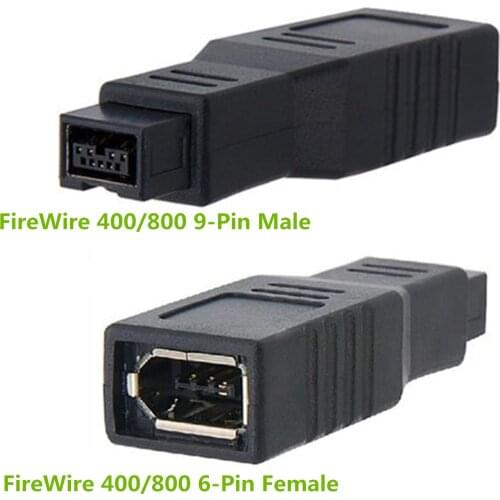 FireWire 400/800 6-Pin Female to 9-Pin Male IEEE1394a 1394b Adapter Converter
