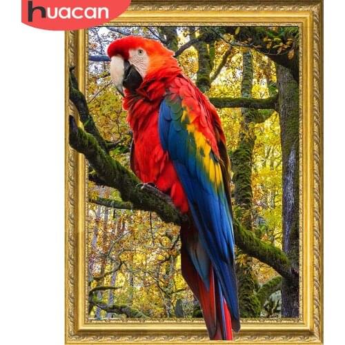 HUACAN Full Square/round Diamond Art Painting Parrot Home Decor Diamond Mosaic Animal Embroidery Cross Stitch Wall Stickers