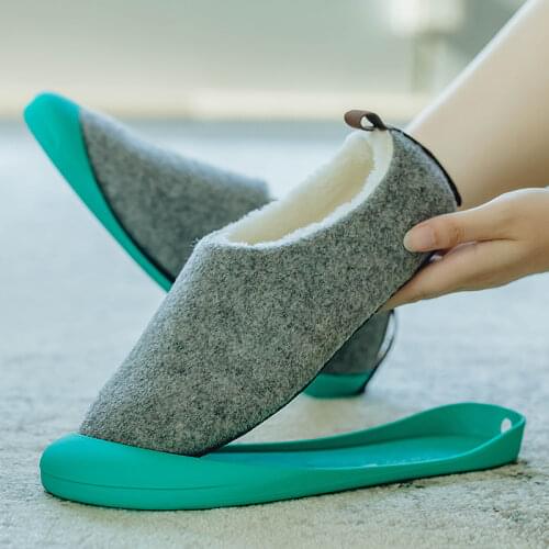 Youdiao Cashmere Lined Slippers Women Warm Indoor Dual-purpose Shoes Outdoors TPR Sole Floor Home Shoes Men Mute Winter Slipper