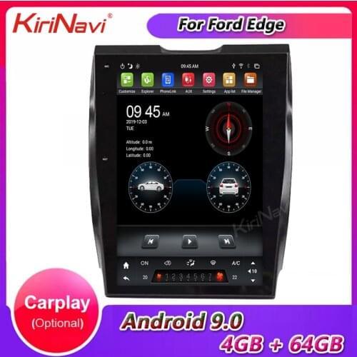 KiriNavi Vertical Screen Tesla Style 12.1" Android 9.0 Car Radio GPS Navigation For Ford Edge Car Dvd Multimedia Player 4G 2015
