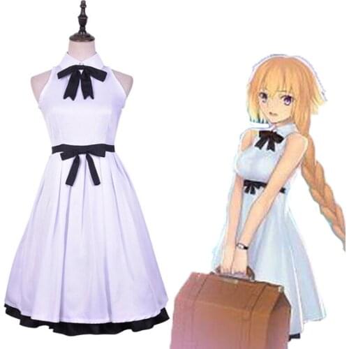 Game Fate Grand Order Cosplay Costumes Saber Joan of Arc Cosplay White Dress Costume Halloween Carnival Party Women Cosplay