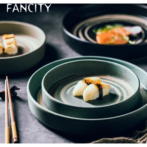 FANCITY Creative ceramic plates, cutlery sets, deep plates, large flat plates, dishes