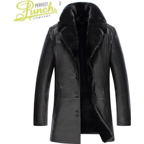 Jacket Men Mens Clothing Winter Clothes Real Sheepskin Leather Jackets Thick 100% Mink Fur Coat Ropa Hombre LXR467