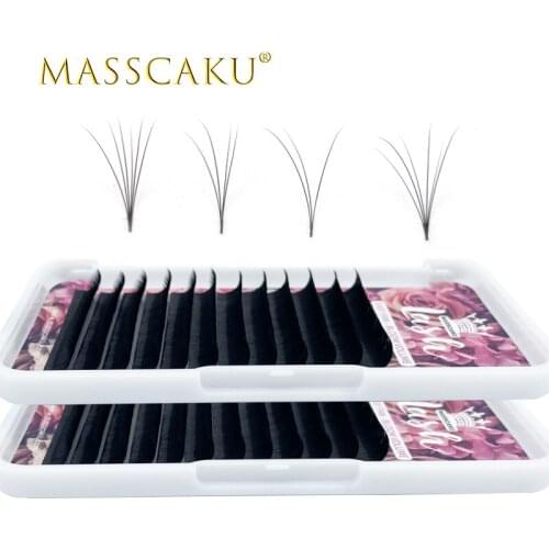 MASSCAKU sell top quality 0.05 0.07 0.10 thickness matte eyelash extension faux mink soft easy fan volume custom private trays