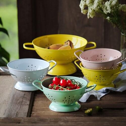 7 Colors Fruit Basket for Home Tableware Metal Drain Food Dishes Creative Fruits Bowls and Plates for Home Dinnerware Candy Tray