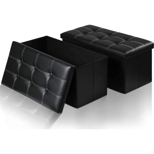 Multifunctional Foldable Ottoman Storage Foot Stool Waterproof Leather Footstool Storage Box Large Sofa Chair Bench Seat Pouf
