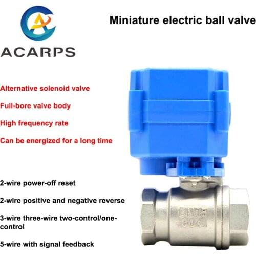 DN15 DN20 DN25 Motorized Ball Valve 2-way Stainless Steel Full Bore Electric Ball Valve 2-wire Electric Actuator AC/DC 9-24V