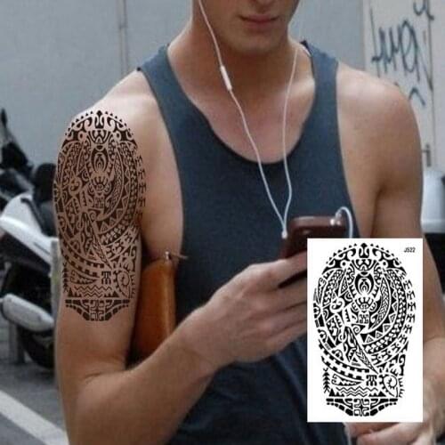 1PC new Large Body Art Arm Black tatuagem Indian Totem historical Retro Hieroglyphs Temporary Tattoo Sticker cool Men 24models