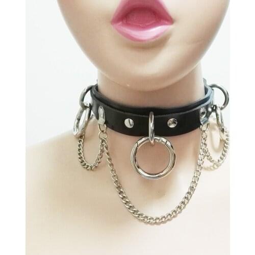 New Fashion Harajuku punk Handmade Choker necklace Leather Collar belt Spikes Chain O-Round torques hot rock two layers