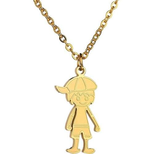 Fairladyhood Boy Family Necklaces Love Boy Pendants Gold Color Stainless Steel Necklace Kids Jewelry For Birthday Gifts