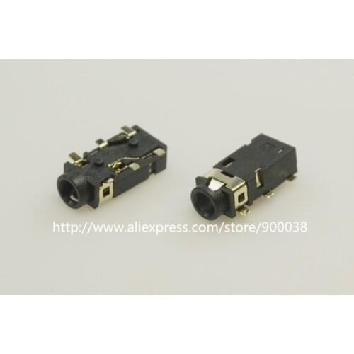 100pcs TRRS Phone Jack 3/32" 2.5mm 6 contacts 4 conductor stereo audio socket SMT re-flow solder Board Guide