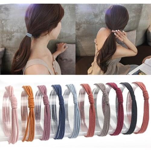 10Pcs Trendy Simple Hair Band Accessories Girl Solid Color Basic Hair Ties High Elastic Scrunchies Women Classic Ponytail Holder