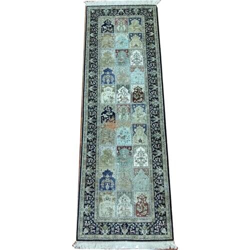 Seeykeep™ 2.5x8ft Pure Silk Handknotted Elegant Decorative Compartment Design Renowned As Paradise Garden Design Rug-SK3036145