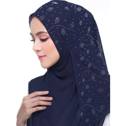 72*175cm muslim women bubble chiffon hijab scarf diamonds glitter femme musulman shawls islamic headscarf malaysia hijab
