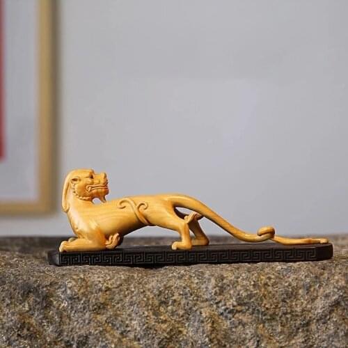 Boxwood 14cm Pixiu God Beast Sculpture Pixiu Animal Sculpture Lucky Home Crafts Feng Shui Home Decor