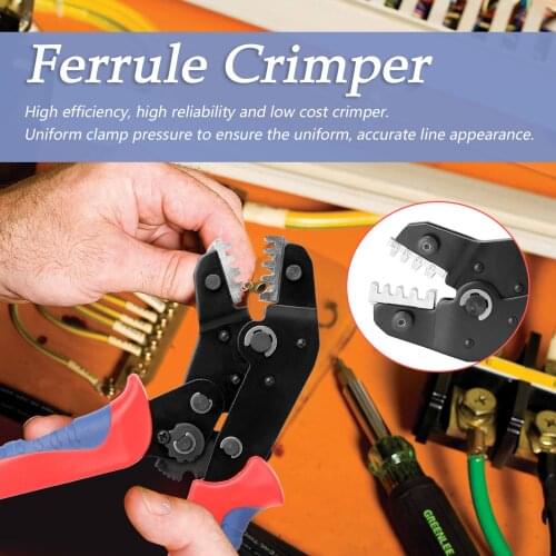 SN-48BS Ferrule Crimping Tool Kit Insulation Terminals Crimper Plier with 4 Replacement Jaws