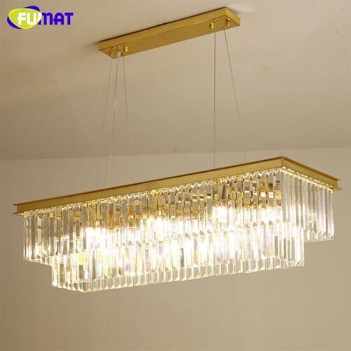 FUMAT Modern Pendant Lamp Rectangle Pendant Light Lustre Crystal led light lamp for Living Room Restaurant homedecor