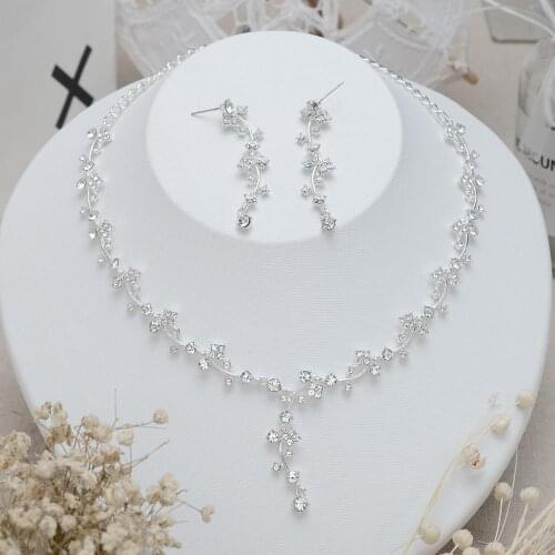 Bridal Rhinestone Wedding Jewelry 2019 New Fashion Necklace Earrings Wholesale Accessories