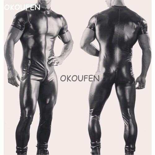 Theme Party Performance Stage Performance Costume Nightclub Bar Male Singer DJ DS Sexy Leather Zipper Tattoo Apparel