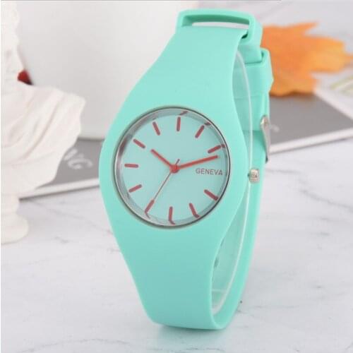 Thin Geneva Candy Color Silicone Watch Free Dresses for Women Student Jelly Casual Men Gift Simple Watch Relojes Para Mujer