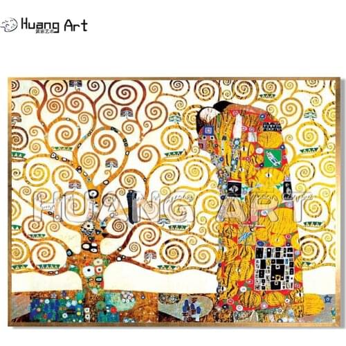 High Quality Famous Gustav Klimt Oil Painting Hand-Painted Lover Embraced under the Tree Oil Painting on Canvas Imitation Art