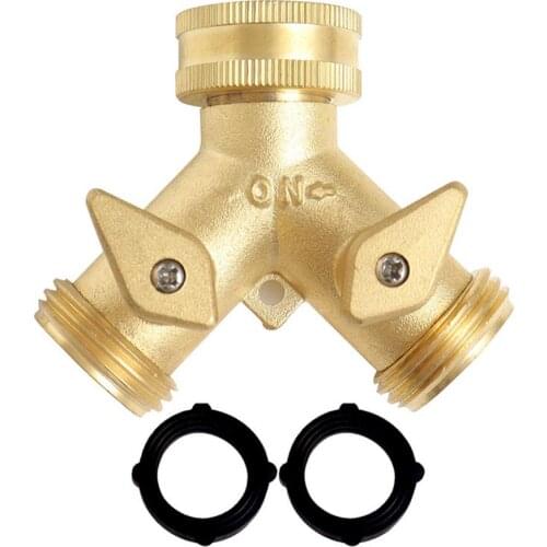 Y Garden Hose Connector Garden Tap Female Durable Sturdy Brass Two-Way Ball Valve Garden Tap Quick Connector Irrigation Valve