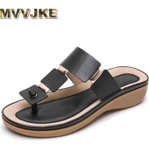 MVVJKE New Arrivals 2020 Large Size 42 Dropship Slip On Shoes Woman Slippers Wedge Heels Outside Comfortable Slippers