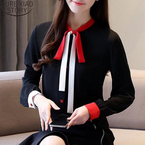 Office Lady Women Shirts Solid Bow Blouses OL Style 2021 Autumn Women Long Sleeve Shirts Blusas Mujer De Moda 2021 Shirt 10677
