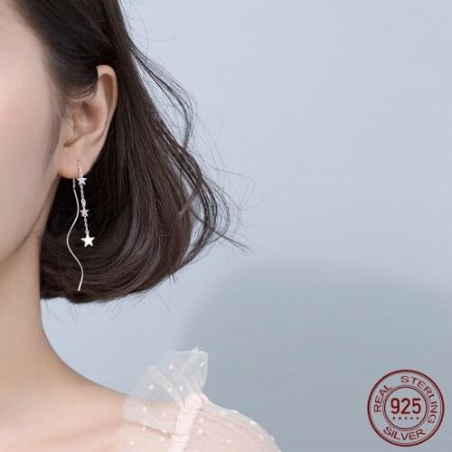 La Monada Star Tassel Women Drop Silver Earrings 925 Sterling Silver Fine Jewelry For Women Dangle Hanging Korean Earrings Chain