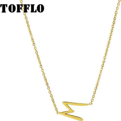 TOFFLO Stainless Steel Jewelry M Letter Clavicle Chain Simple Fashion Necklace Woman BSP701