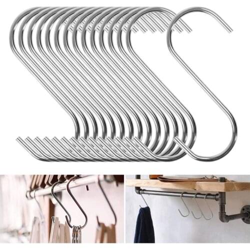 10pcs Stainless Steel S-Shape Hook Kitchen Bedroom Bathroom Multifunction Railing Hanger Clasp Holder Hooks Hanging Storage Tool