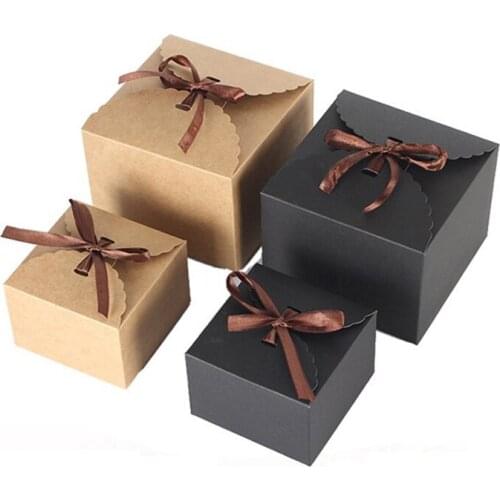 200pcs/lot 2 sizes Brown/Black Carton Kraft Paper square paper Box cardboard paper packaging box Gift box