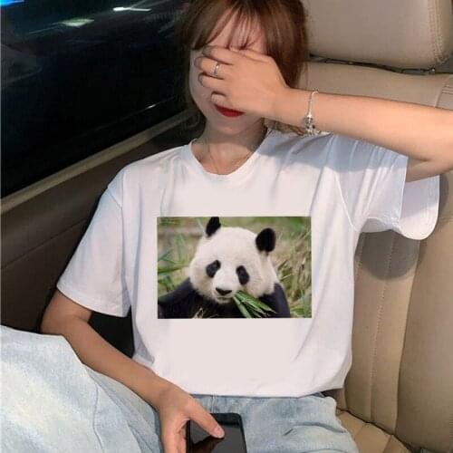 2021 New T Shirt Panda photos Harajuku Ulzzang T Shirt Femal T Shirts Summer Tops 90s Girls Graphic Tee Woman Clothing